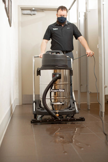 Powr-Flite 20-Gallon Dual-Motor Wet/Dry Vacuum – 15A, Stainless Steel Tank